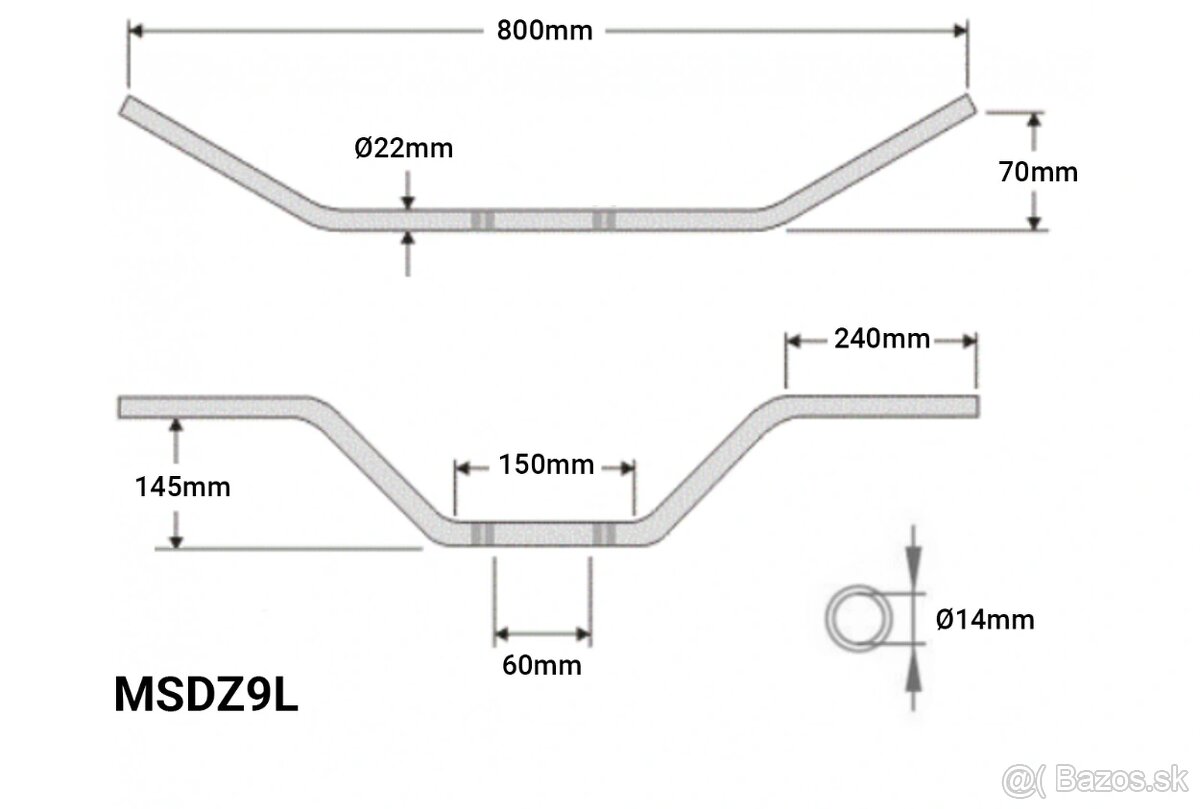 Enduro riadidla 22mm nove + univerzalna hrazda na riadidla