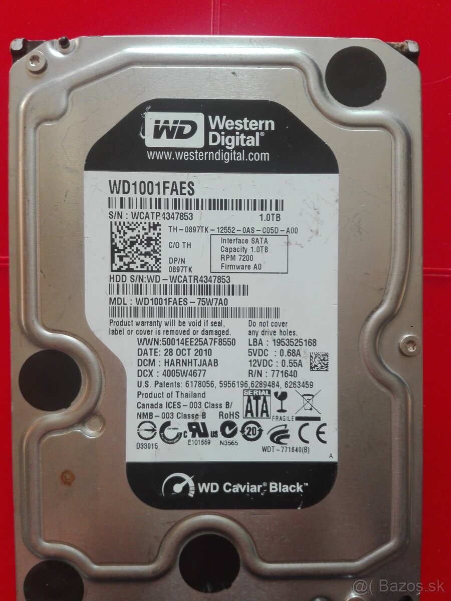 Predám 3,5" hdd 1000 GB SATA