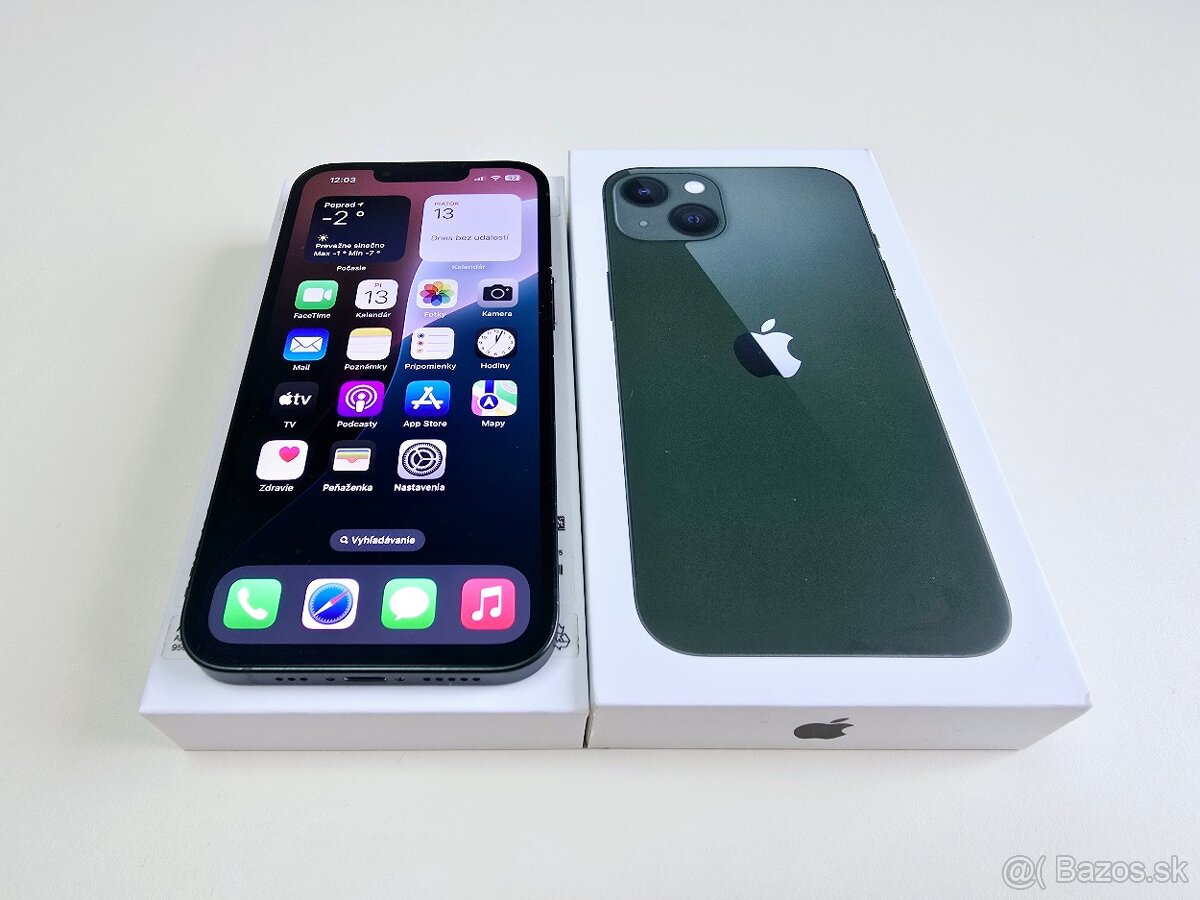 APPLE IPHONE 13 125GB GREEN Baterka 100%