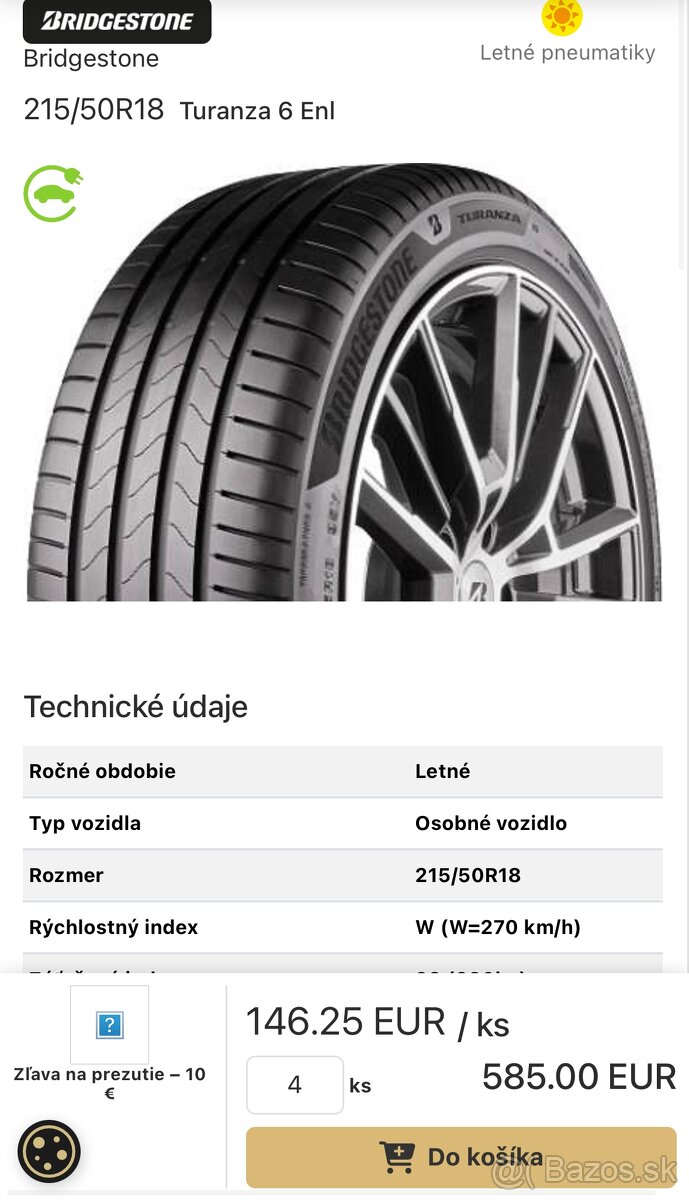 BRIDGESTONE 215/50 R18 TURANZA Letne