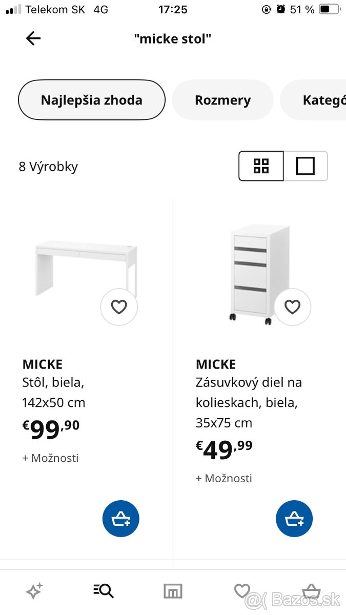 Ikea stôl + zásuvky MICKE - nový