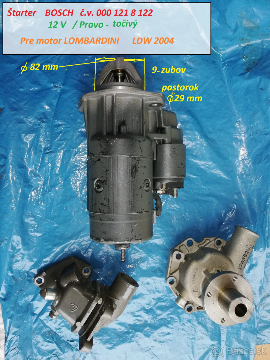 štartre BOSCH pre motor Lombardini LDW 2004  / 4 valec