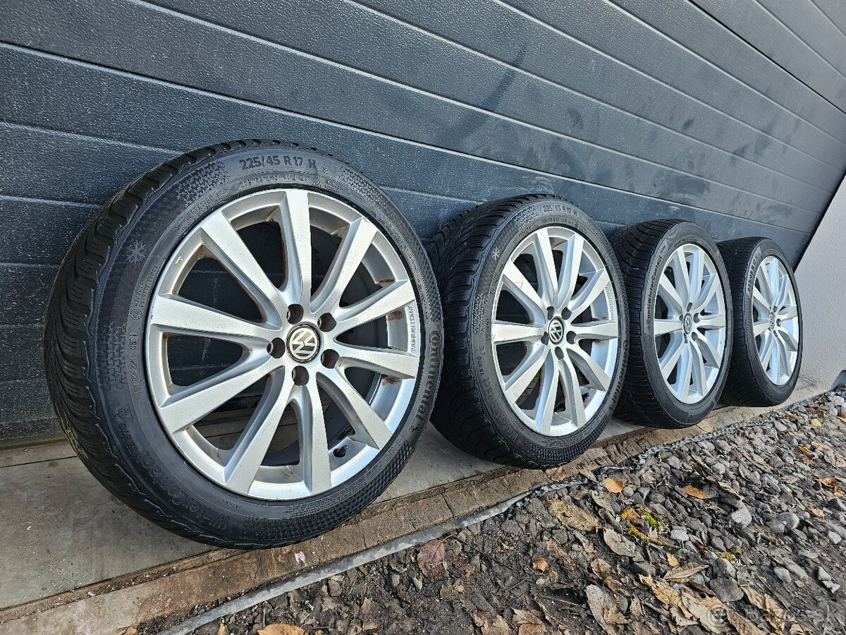 Zimná Sada Vw GOLF Mk4 5x100+Zimné Continental 225/45 R17