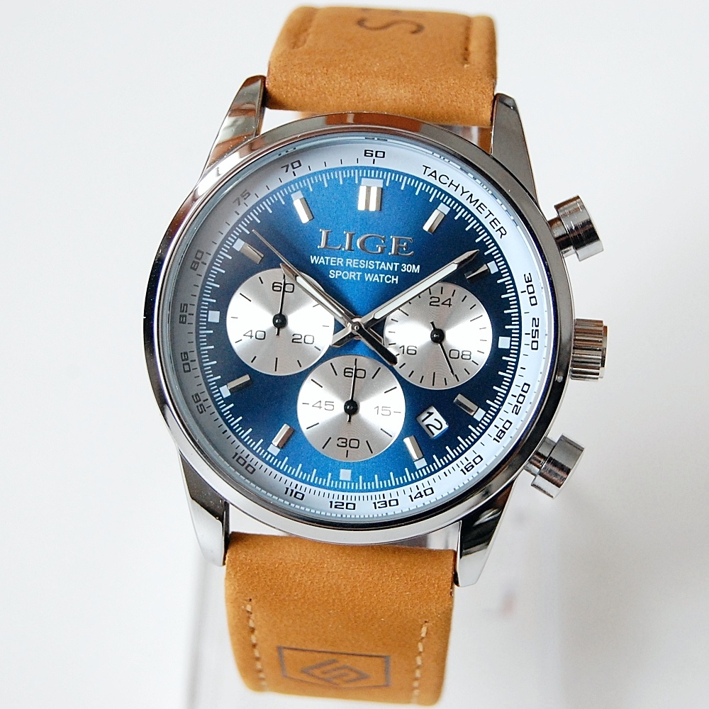 LIGE 89136 Luxury Chronograph - pásnke štýlové hodinky