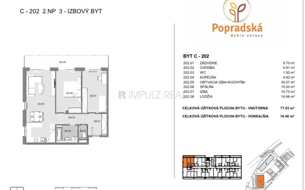 3 izbový byt, Košice – Sídlisko KVP, novostavba, ul. Poprads