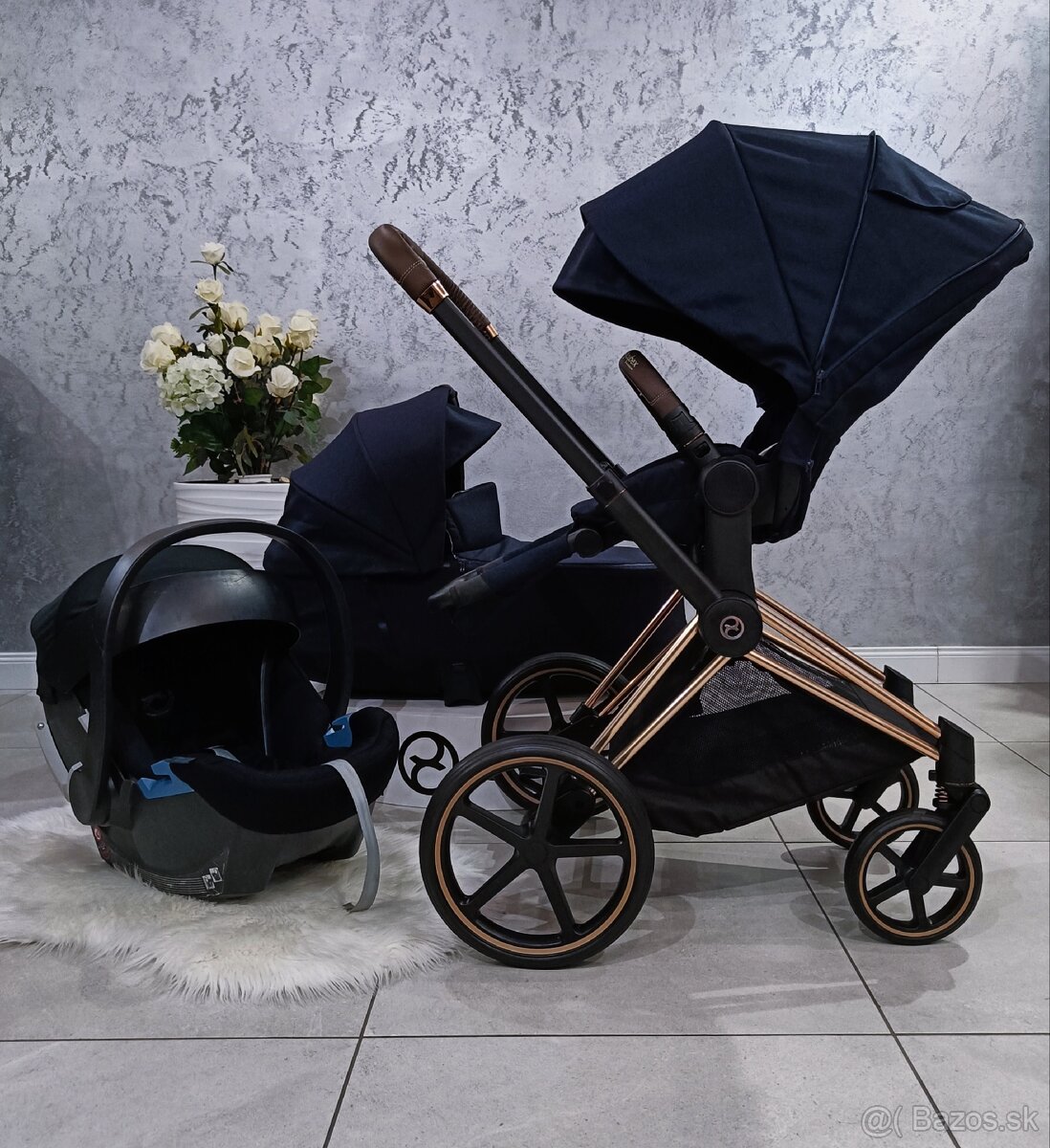 TROJKOMBINÁCIA CYBEX PLATINUM ROSEGOLD MIDNIGHT BLUE