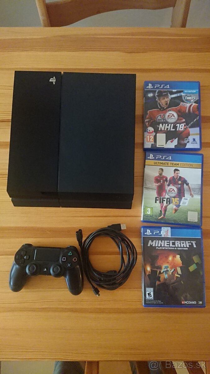 Playstation 4 PS4 FAT 1TB, hry, kable