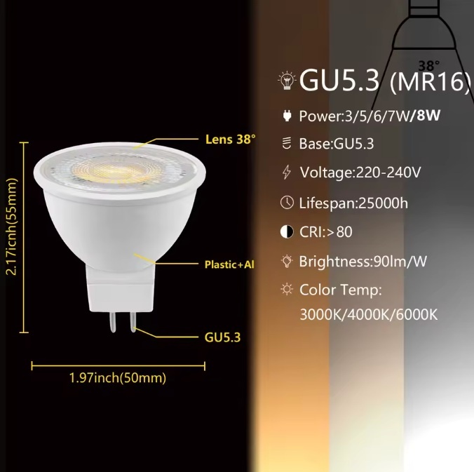 Predám GU10 GU5.3 5W LED AC220 4000K