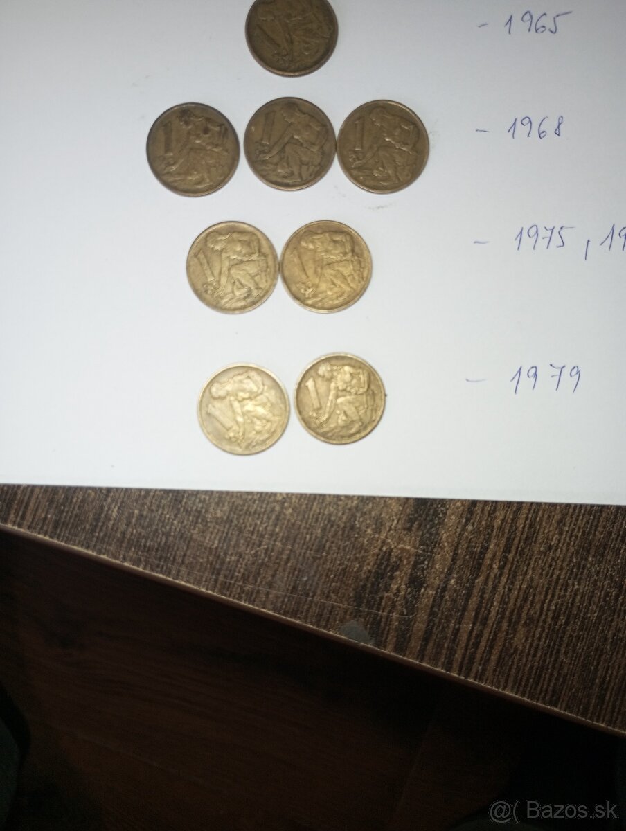 1koruna 1968,1961,1964,1965,1975,1976,1979