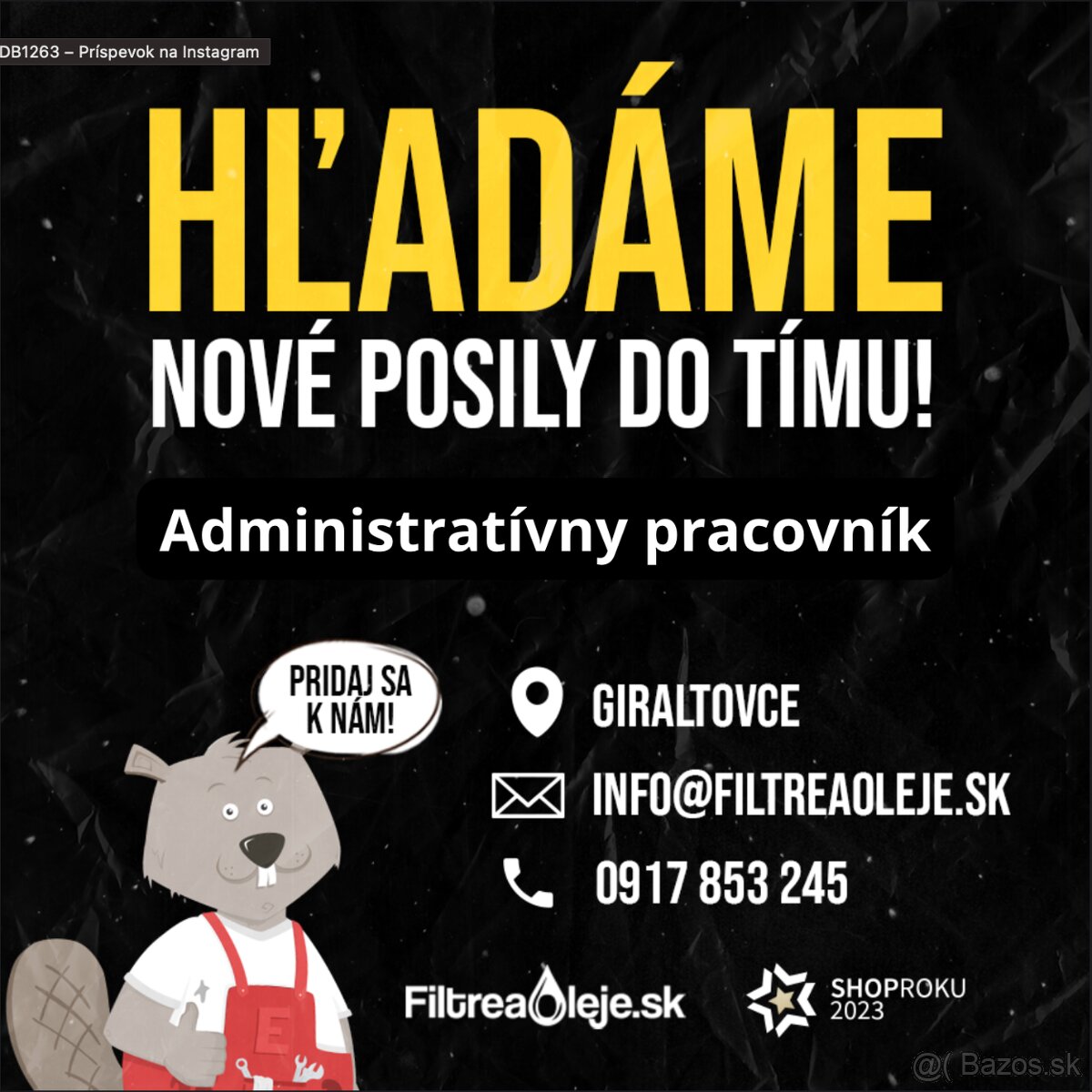 Práca pre internetový obchod - Administratívny pracovník