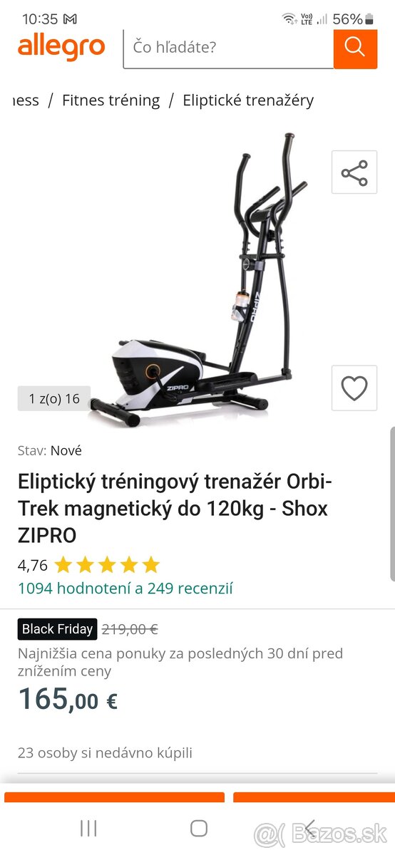 Eliptický tréningový trenažér Orbi-Trek magnetický do 120kg