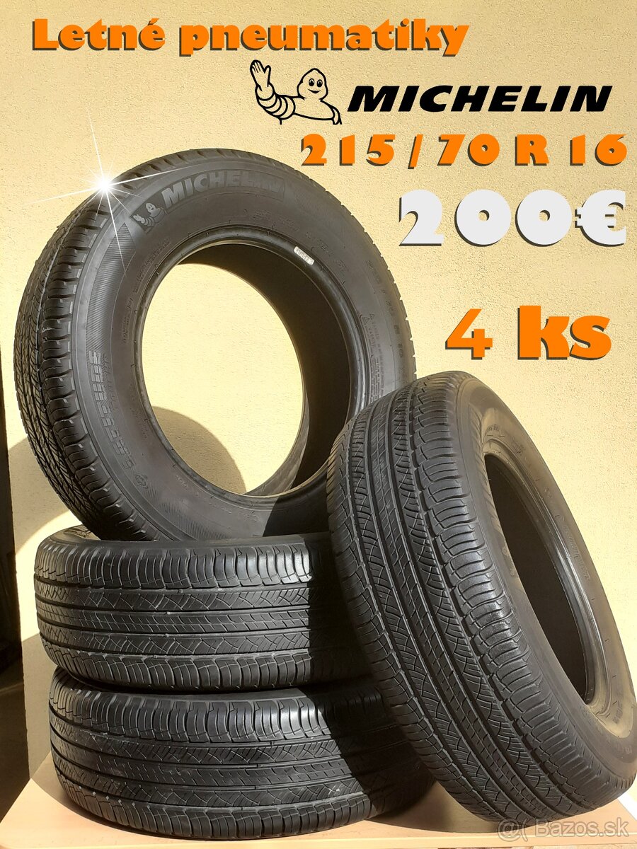 Letné pneumatiky 4ks MICHELIN 215/70R16