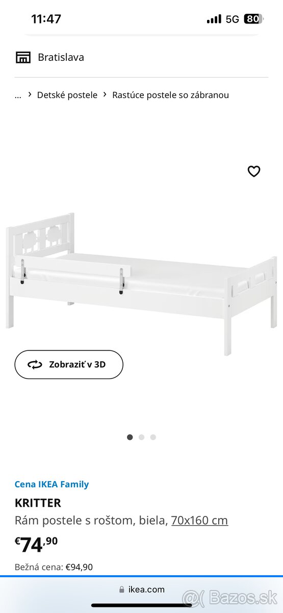 Detska postel ikea Kritter