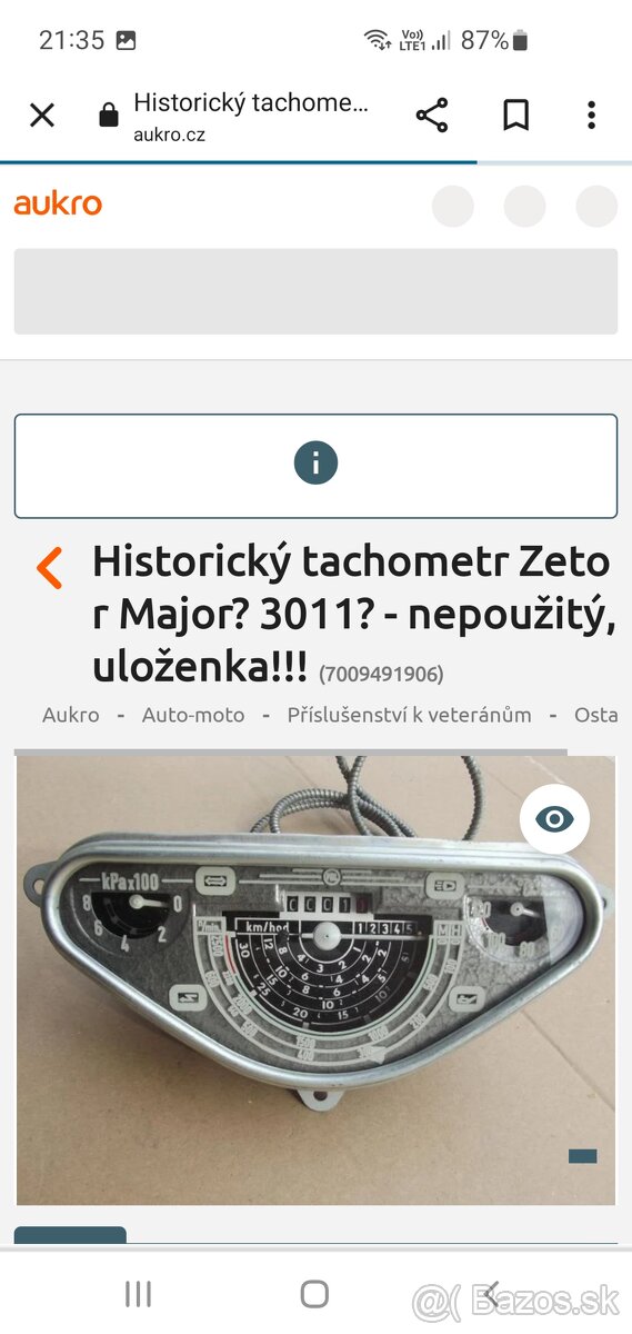 Združený tachometer