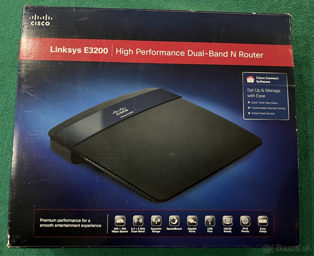 CISCO Linksys E3200 duálny WiFi gigabit router s usb