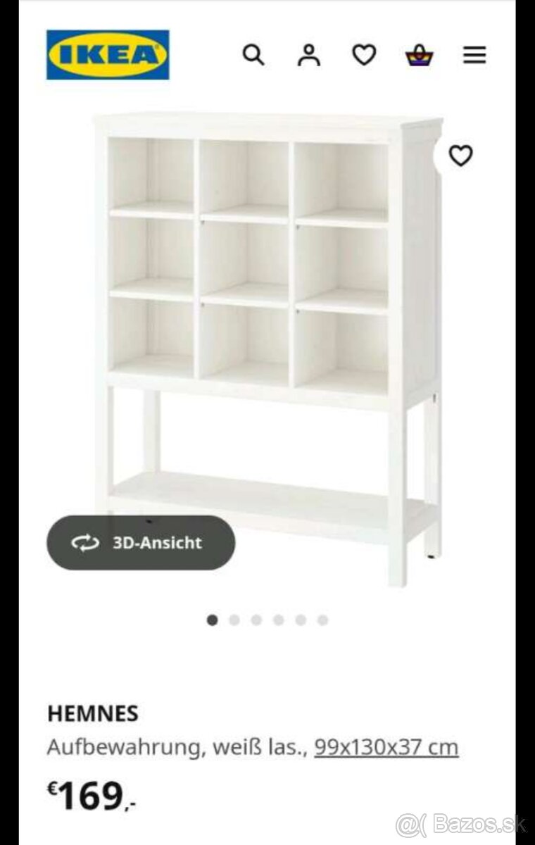 Úložný regál Hemnes biela matná PC/169€