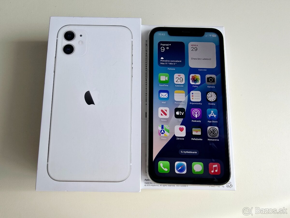 Apple iPhone 11 64GB White,Baterka 100%