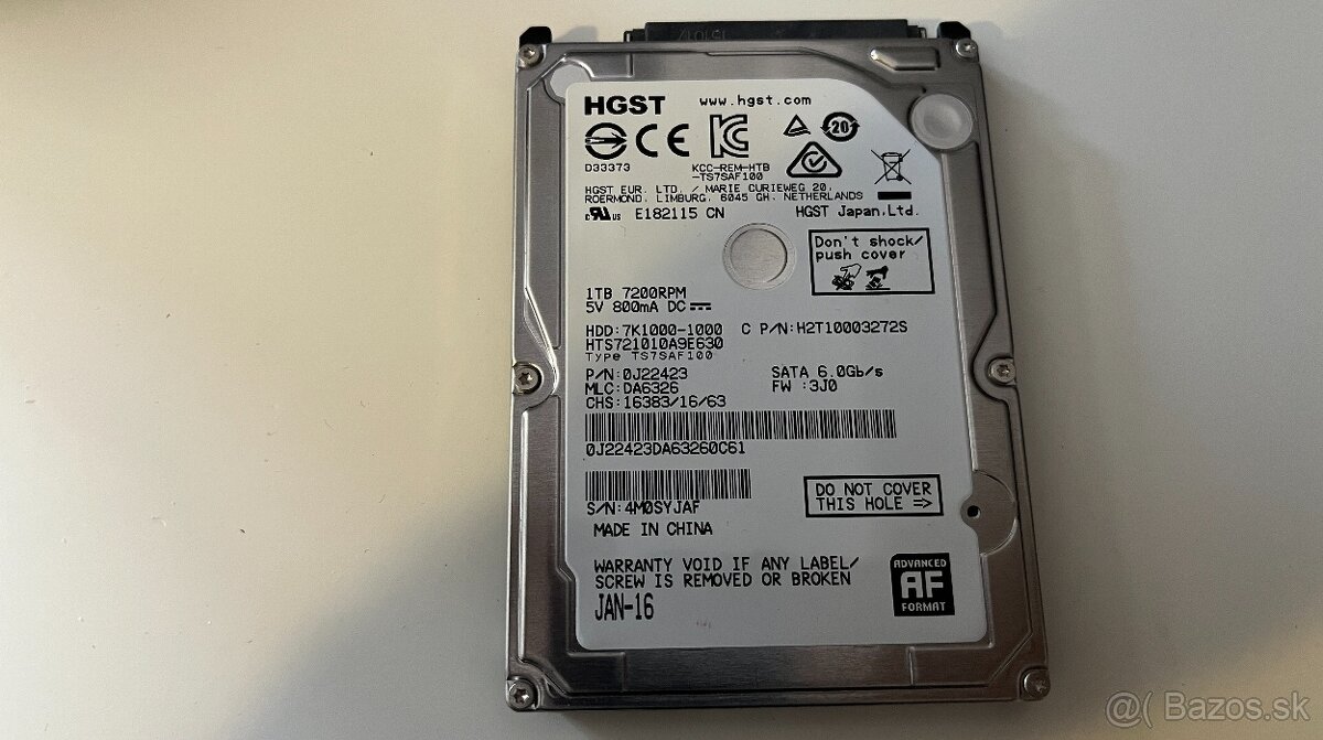 HDD disk 2,5 1TB 7200 RPM notebook