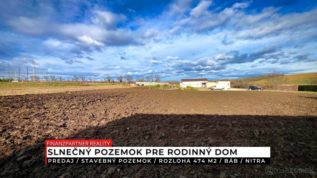 Stavebný pozemok 474 m2, Báb, Nitra