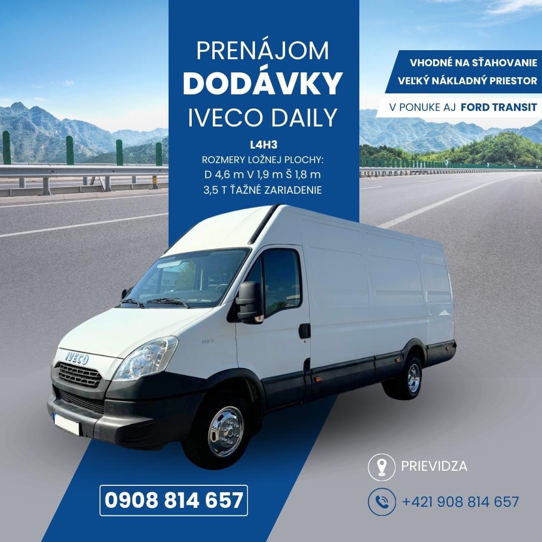 Prenájom Dodávky IVECO daily 450x190cm