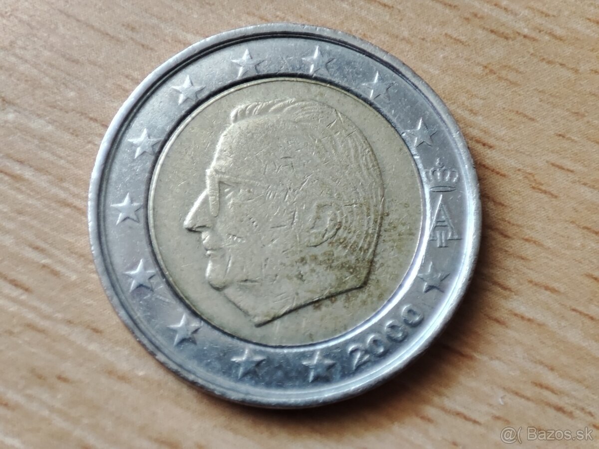 Vzácna zberateľská minca 2€ Minca, Belgicko 2000