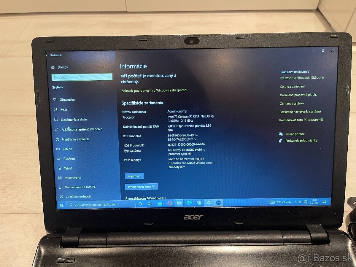 Acer Aspire - 4GB RAM /500GB HDD / 15,6" / Win 10