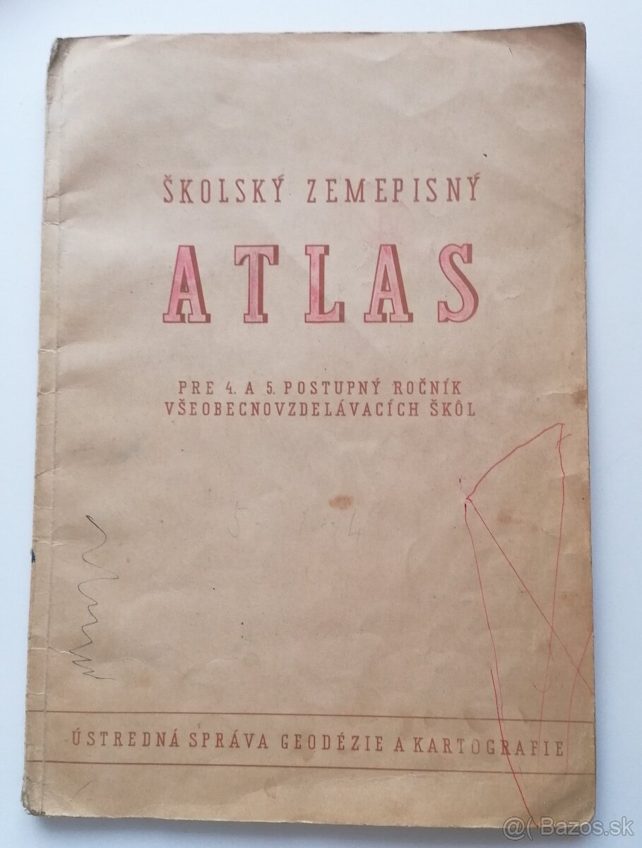 Starý školský zemepisný atlas