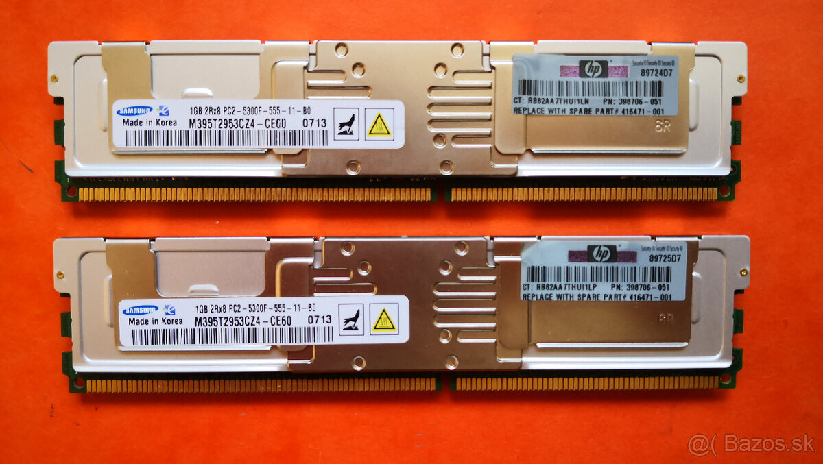 Server RAM SAMSUNG 2x1GB PC2-5300F ECC Fully Buffered ECC