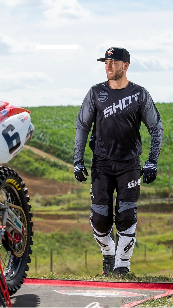 shot šedý komplet enduro, motocross