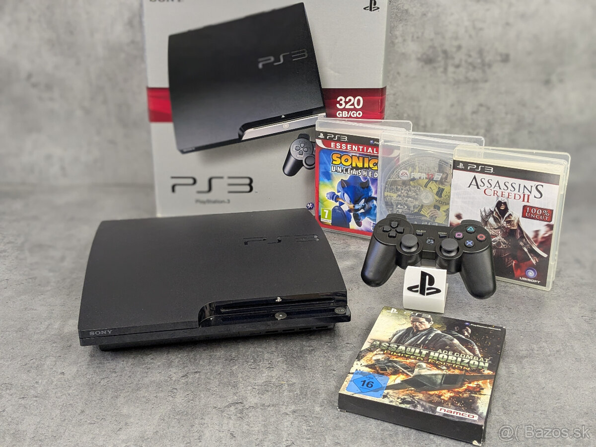 Playstation 3 Slim, 1 ovládač, 4 hry (Sonic, Fifa, ...)