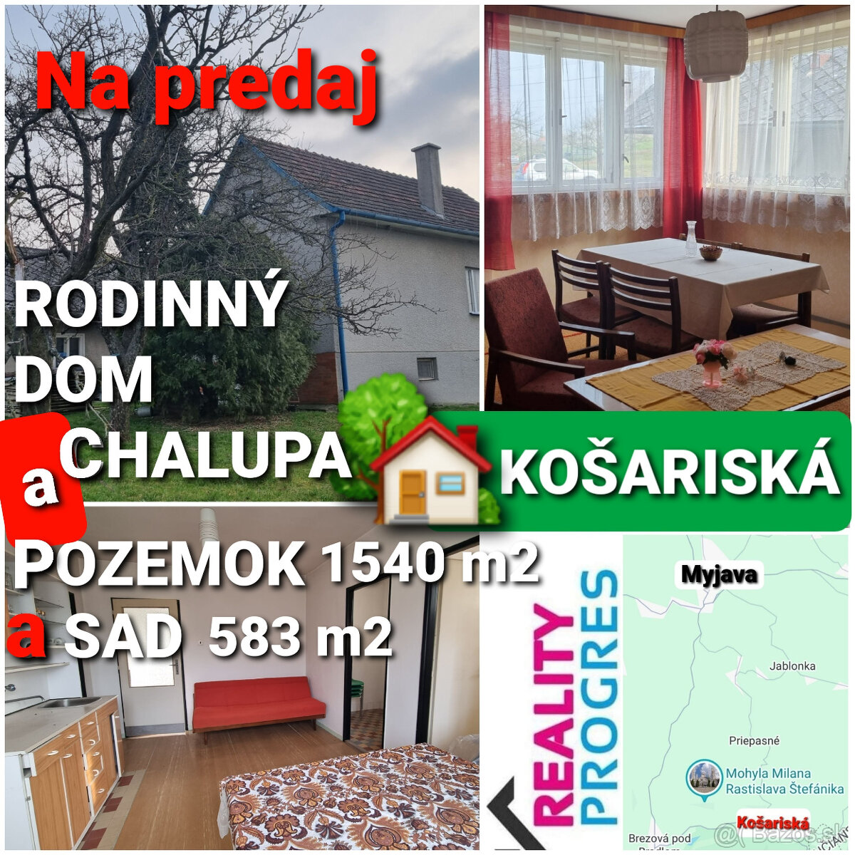 2 x RODINNÝ DOM na POZEMKU 1540m2+SAD 583m2 KOŠARISKÁ VOĽNÝ