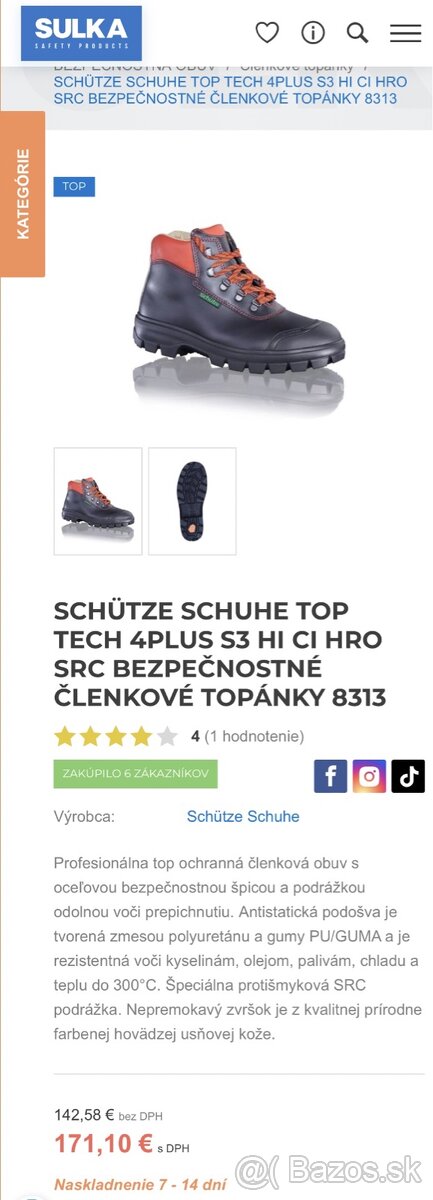 Pracovne topánky SCHUTZE S PRO TOP TECH v.43