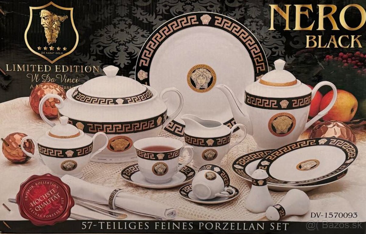 Luxusná porcelánová sada 57-dielna, Da Vinci Nero Black