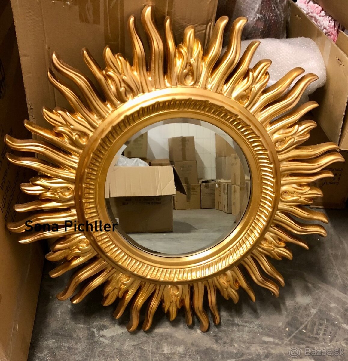 Dizajnove zrkadlo zlate - SLNKO  90cm - 35%