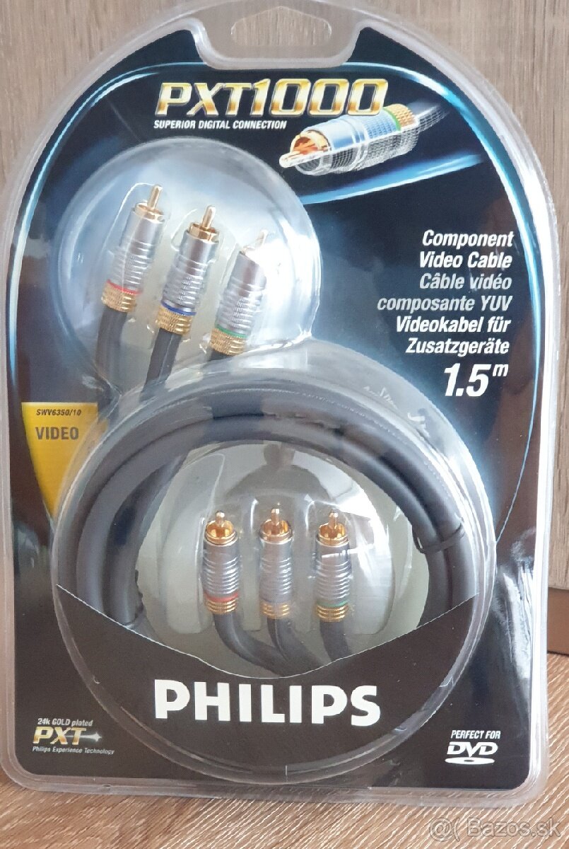 Predám nové zlaté 24k YUV/RGB cinch káble Philips SWV6350/10