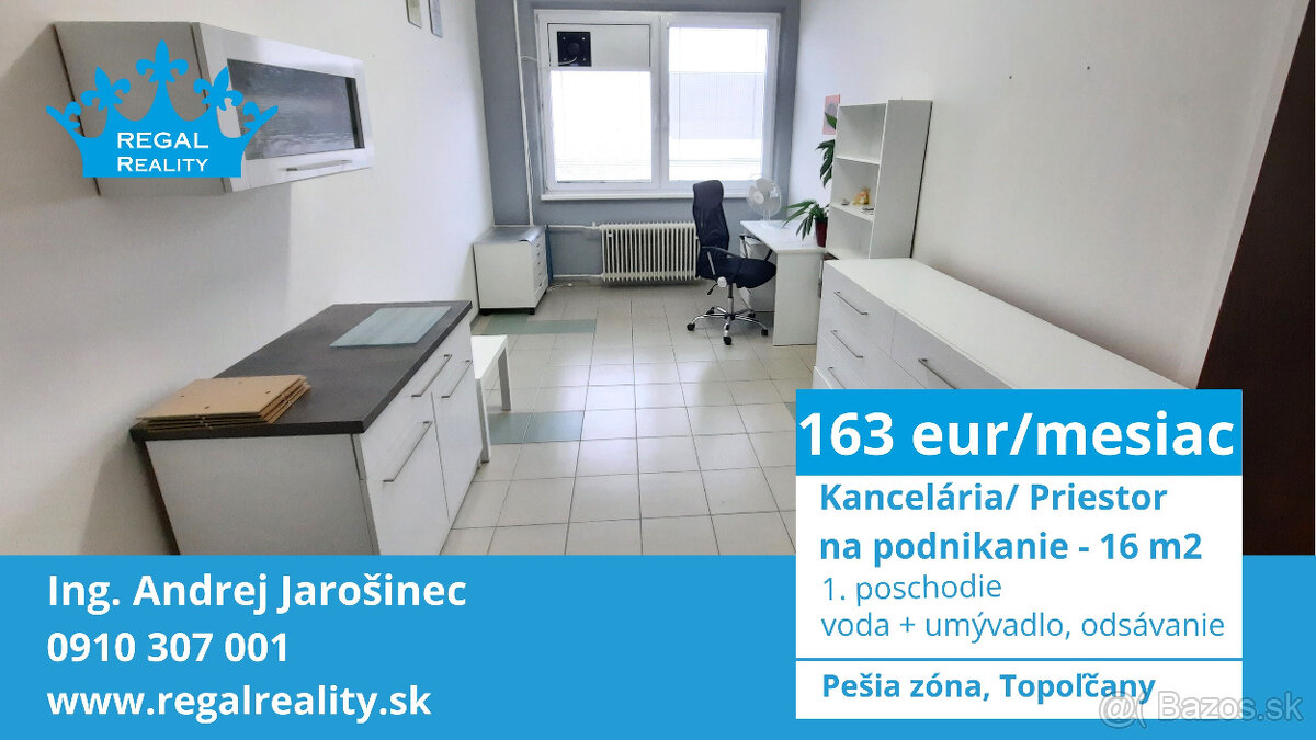 Kancelária/priestor na podnikanie, 16 m2, Centrum, Topoľčany