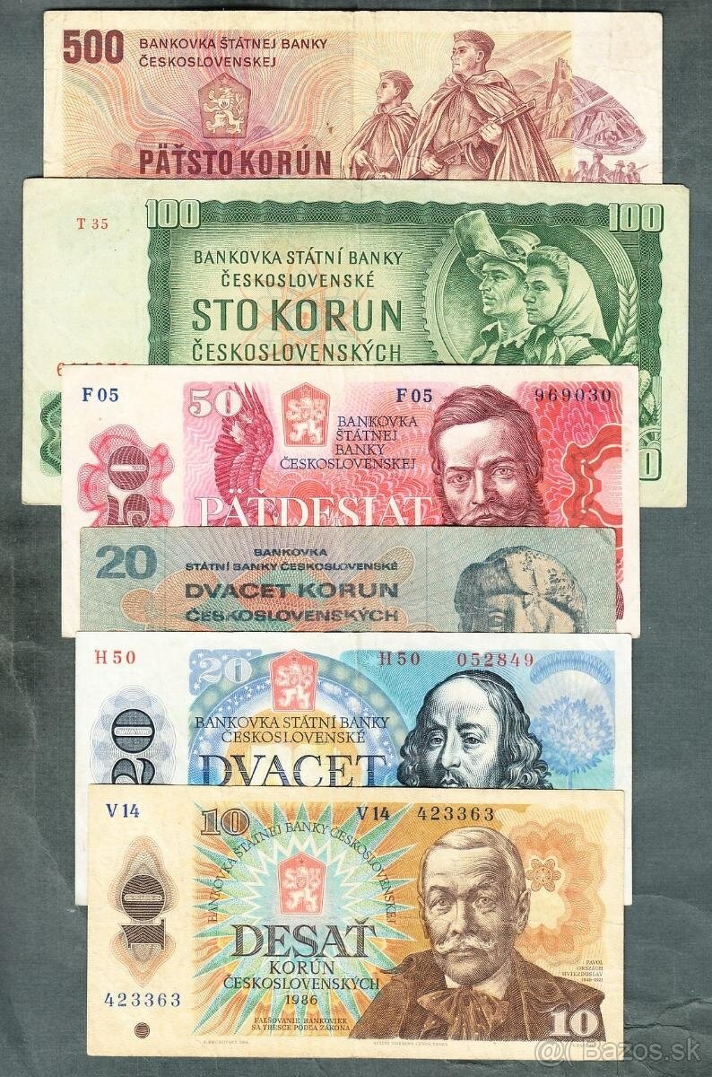 Staré bankovky sestava 1961-1988 - 6 kusů