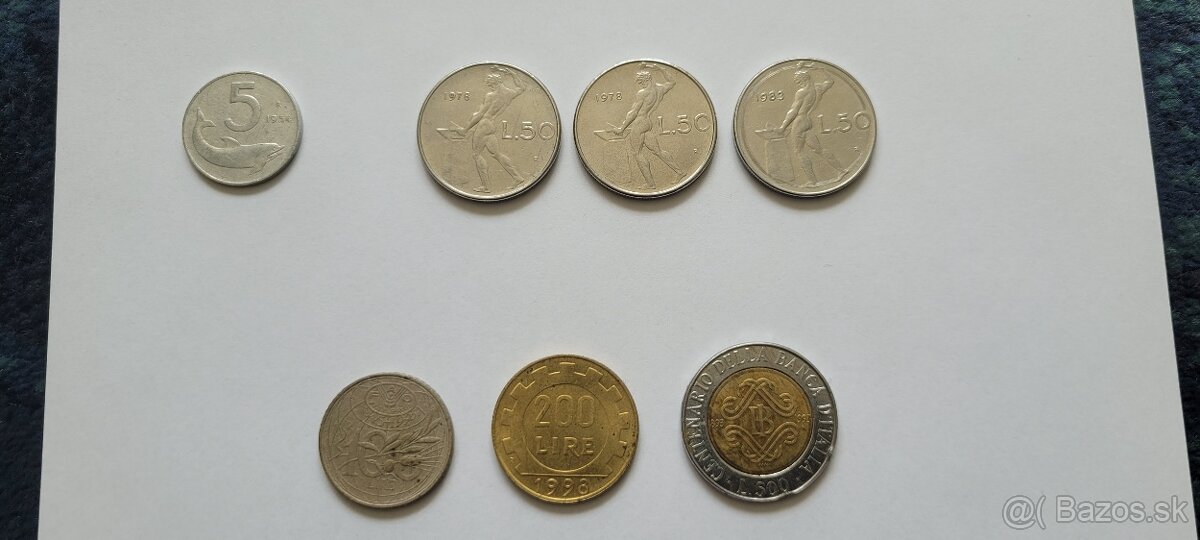 Mince Taliansko 5, 50, 100, 200, 500 lír