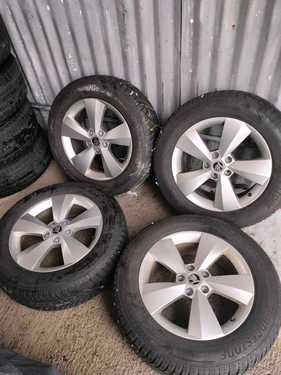 Zimná 4ks alu disky orig. Škoda 5x112 R17 pneu 215/65 r17