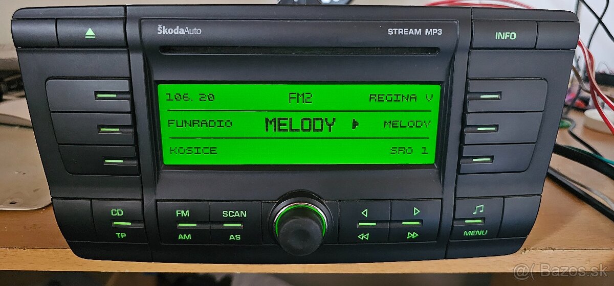 Autorádio Škoda Stream Mp3 Octavia 2 s Kódom