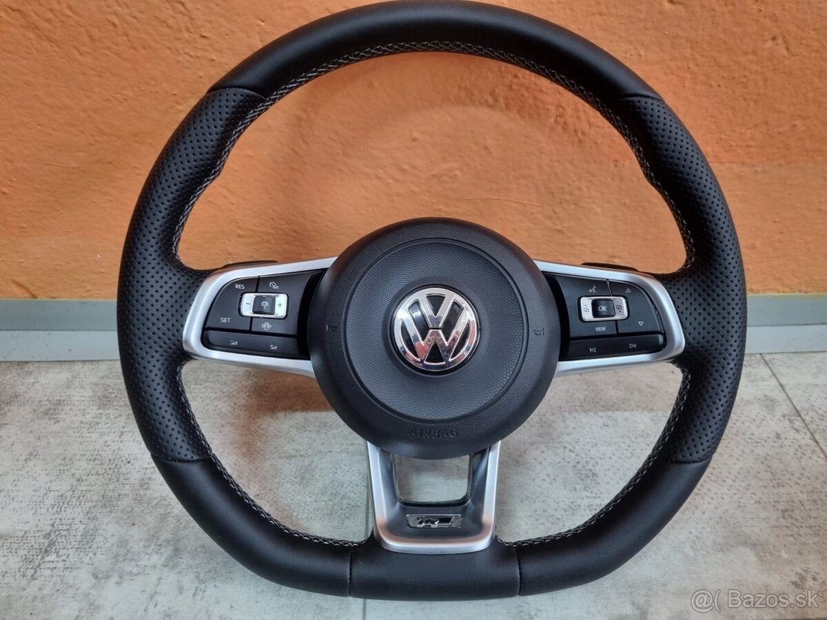 VOLANT VOLKSWAGEN R RLINE kožený BIELE PREŠÍVANIE