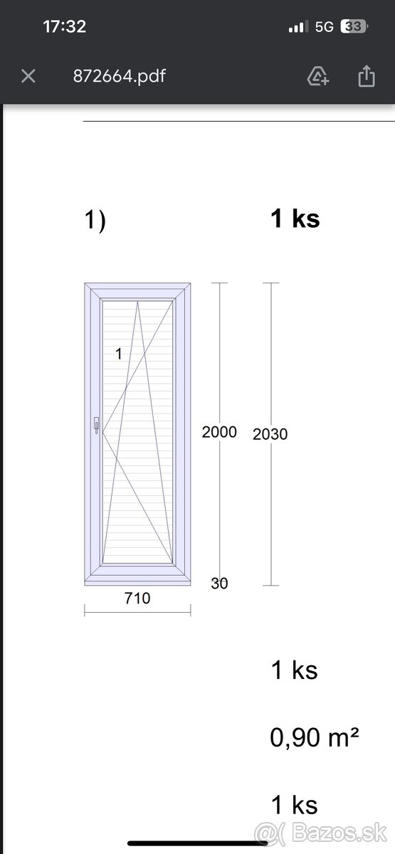 Balkónové dvere 60x200