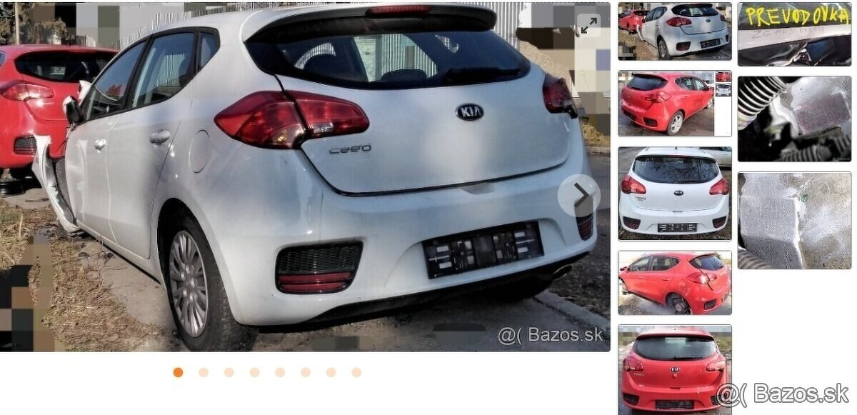 Kia Ceed 1.4 2017 predám PIATE DVERE, zadný nárazník, DVERE,