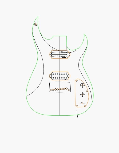 Šablóna na výrobu gitary - Schecter KM7 style