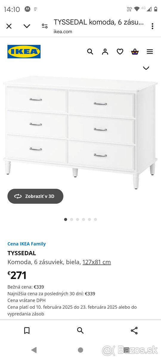 IKEA komoda masívna borovica Tyssedal