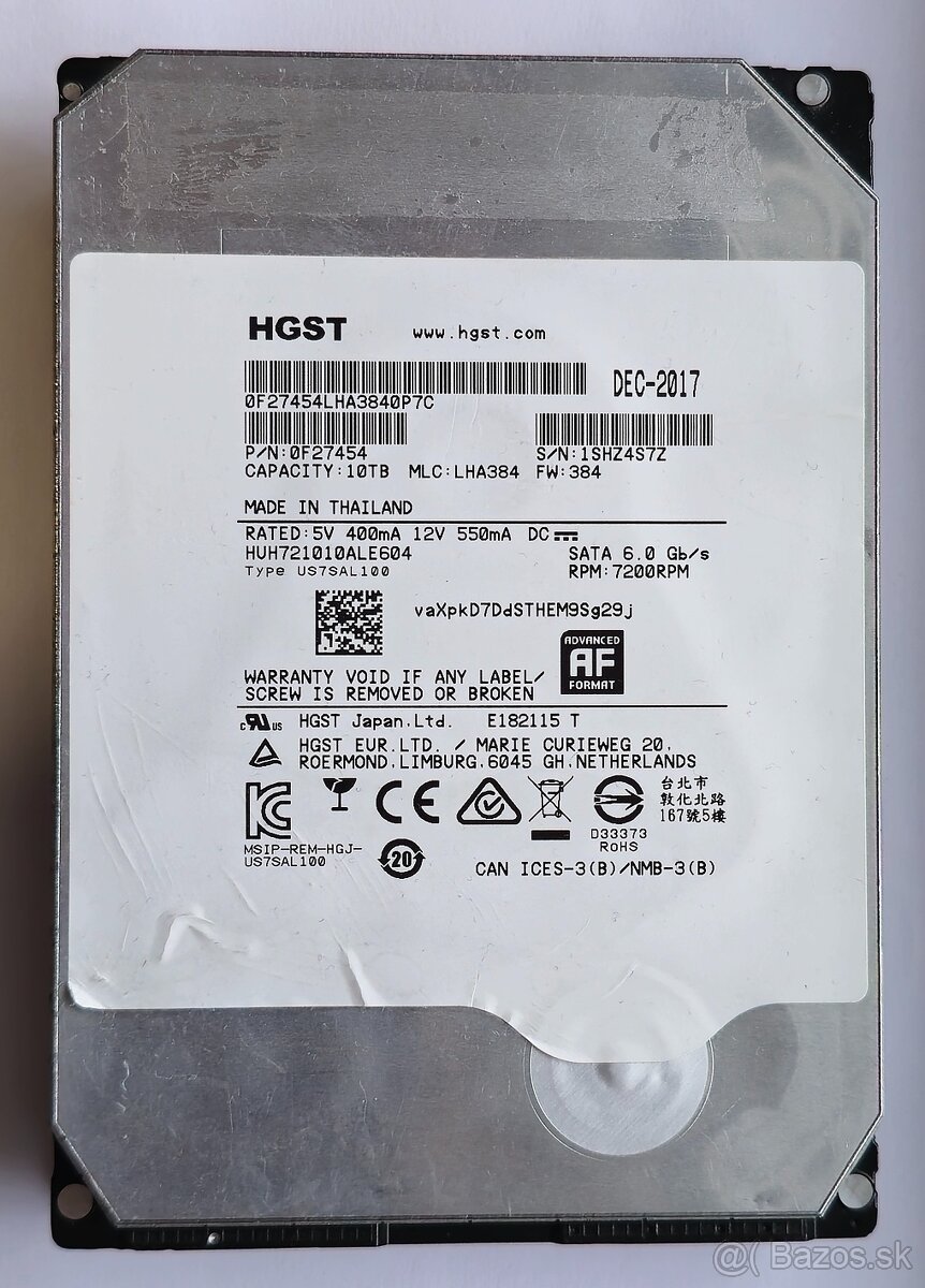 HGST 10TB 3.5" SATA disk