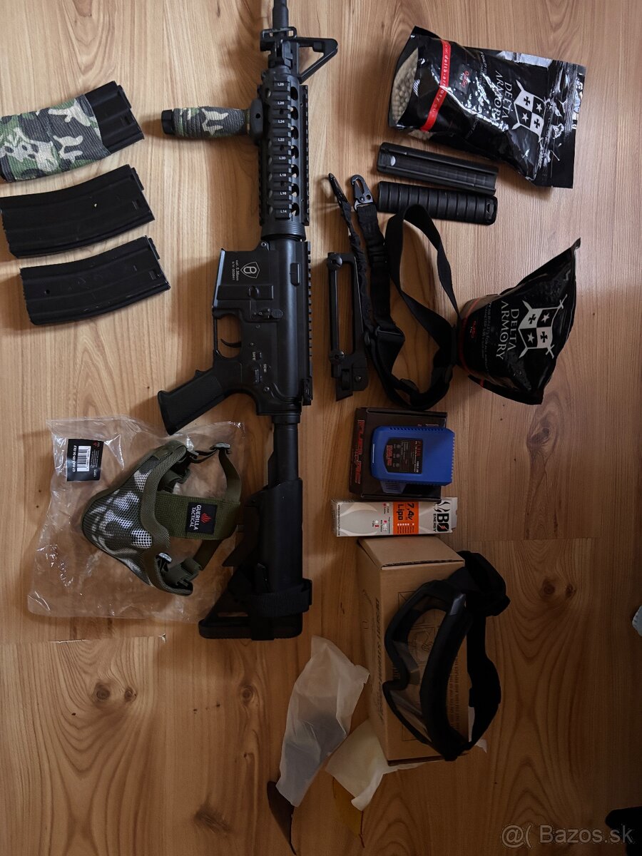 Airsoft-m4-pj -celokov 450fps +prišlusenstvo