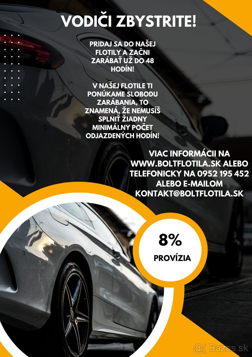 Boltflotila.sk 8% provízia TT TAXI, výplata v pondelok