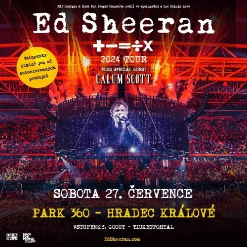 Vstupenky Ed Sheeran Hradec Králové 27.7.2024 Park 360