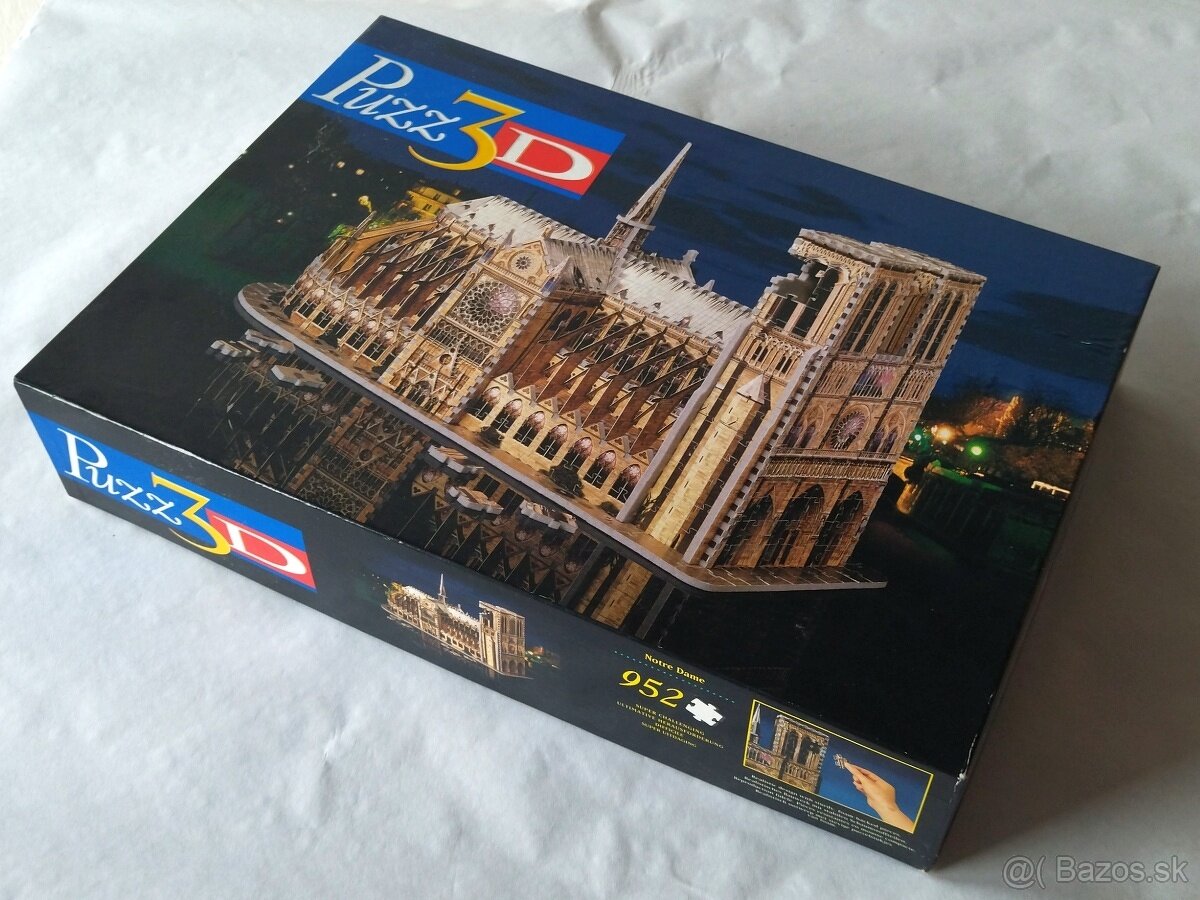 Raritné vintage 3D puzzle Notre dame, 952 dielikov (1996 - H